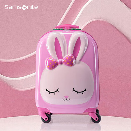 新秀丽（Samsonite）行李箱16英寸拉杆箱粉色小兔子儿童旅行箱包U22拉链箱登机箱