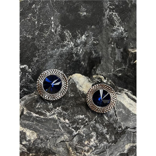 Apatia Austrian blue diamond style gentleman's cufflinks French shirt accessories classic light luxury thick round shape BlueAustria comes with gift box