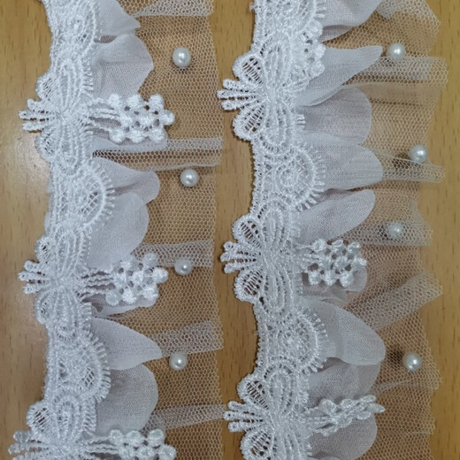 经典蝴蝶水溶花边雪纺压褶钉珠衣领裙摆窗帘搭配鞋帽婚纱礼服辅料 9225小蝴蝶网纱加珠 约13米