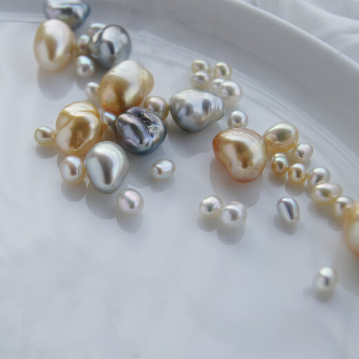 Huilu Natural Seawater South Sea Pearls Wild Seedless Keshi Gold Pearls White Pearls Tahitian Special Shaped Irregular Shapes Bare Pearls Single (Random)