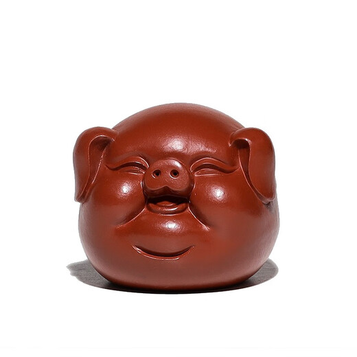 Fuyaji tea pet ornaments Yixing original mineral purple sand handmade piglet tea play handle piece Dahongpao style