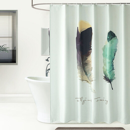 Yierman Bathroom Waterproof Shower Curtain Fabric Thickened Polyester Mildew-Resistant Shower Curtain With Shower Curtain Ring Bathroom Shade Cloth Without Shower Curtain Rod (150*180cm) Feather