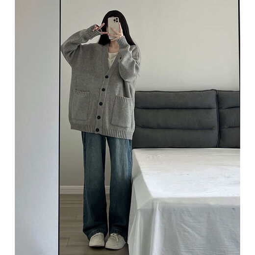 智兜兜胖mm大码针织衫宽松开衫毛衣慵懒风复古女秋冬学院外套上衣300斤 黑色9901单件马甲 5XL 码200-230斤