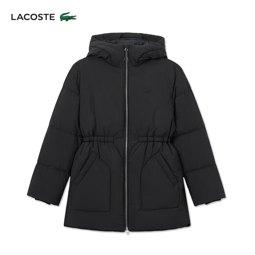 LACOSTE French crocodile women's warm mid-length drawstring goose down jacket | BF0698 031/black S /160