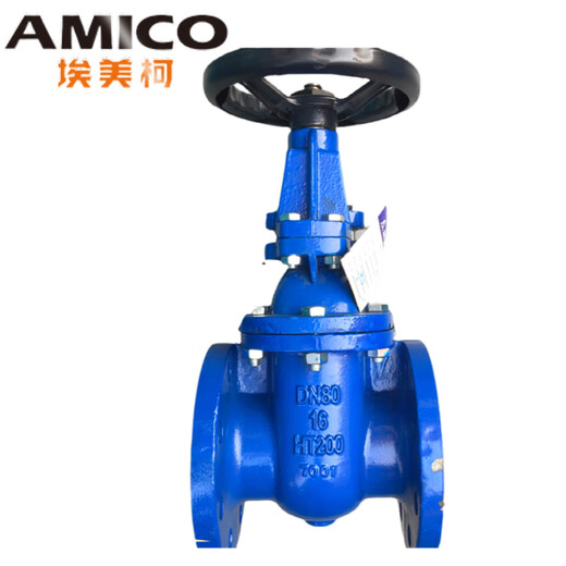 Amico Gusseisenflansch Helles Stangentor Ventil Z41T-16 Blaues Leitungswasser Feuerwehrrohr Wassergasventil Engineering Ventil 6196 DN50 = 2 Zoll Offenes Stangenflansch-Gate-Ventil