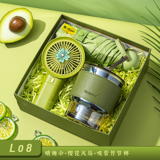 AMEI Gift Summer Cool Souvenir Geschenkbox für Business Company Team Building Newcomer, um sich dem Unternehmen anzupassen, um praktische Geschenke für Mitarbeiter anzupassen. Ideen Orange (Bambusbecher + Regenschirm + Handtuch)