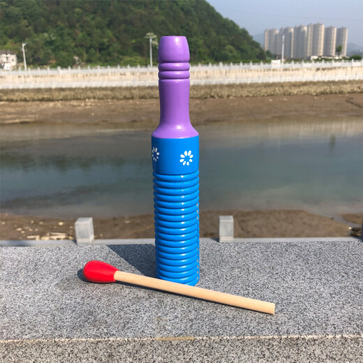 Children's percussion instrument Single ringer Colorful grooved single ringer Kindergarten instrument toy Wooden ringer toy Orff world (Orff world) Red single ringer