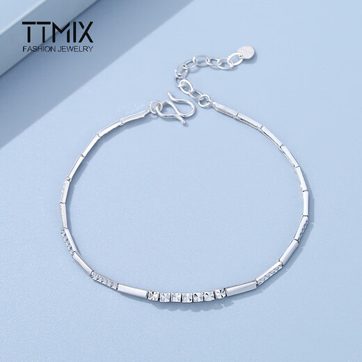 TTMIX platinum bracelet with diamond pattern PT950 platinum bracelet, versatile simple hand jewelry, birthday gift for girlfriend, custom deposit, custom engraving