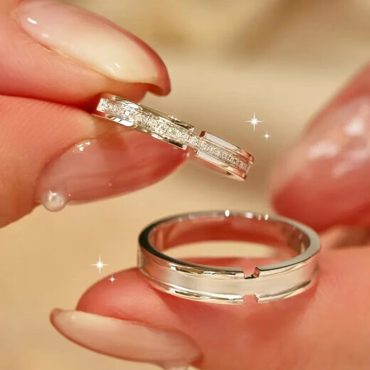 MZMZ Platinum Couple Ring Men's pt950 Platinum Engagement Diamond Ring Double Eleven Birthday Gift for Girlfriend and Wife Local Warehouse/Next Day Delivery-Light Luxury Jianjia Women's Ring