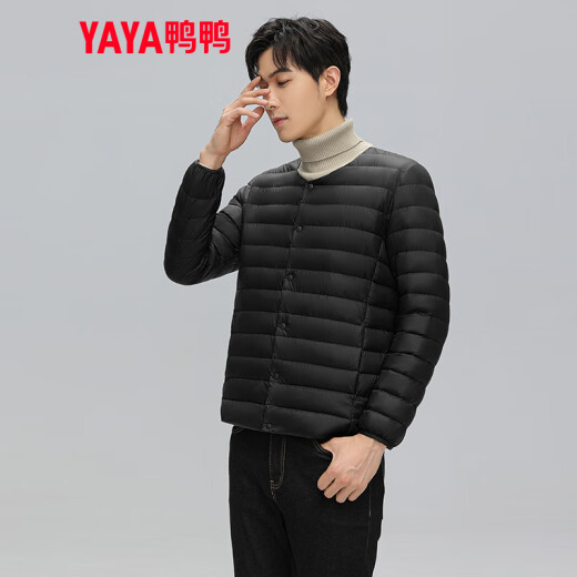 鸭鸭（YAYA）2023秋冬新款轻薄羽绒服男士内胆短款休闲百搭鸭绒保暖外套K 黑色 L