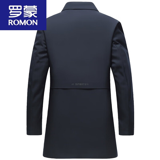 ROMON Casual Windproof Jacket Men's Spring and Autumn Slim Korean Style Middle-aged Dad's Clothes Mid-Length Large Jacket Blue 190/3XL Recommended 165-180 Jin Jin equals 0.5 kg