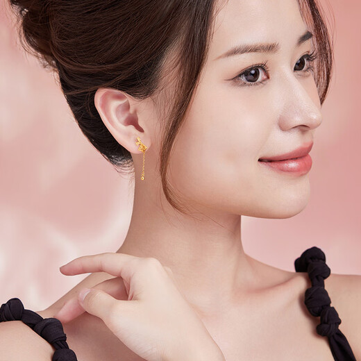 Saturday Fu Light Wedding Series Bow Gold Earrings Girls Birthday Gift Price A0912513 One Pair Approximately 2.02g