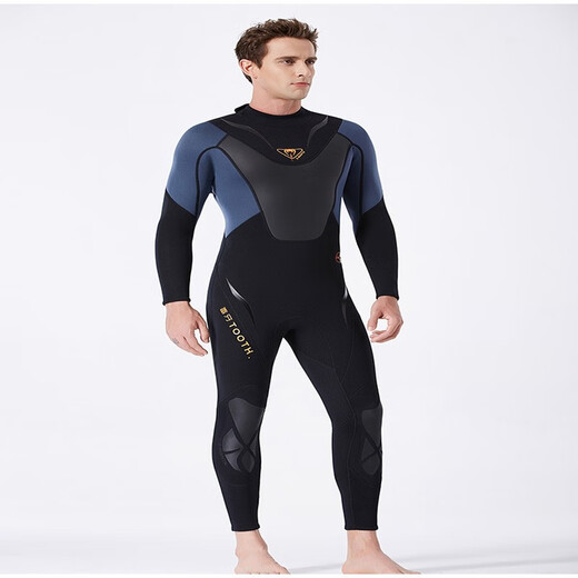 New 3mm wetsuit men's wet one-piece warm snorkeling suit long-sleeved cold-proof surfing winter swimsuit WS-19495 Black M