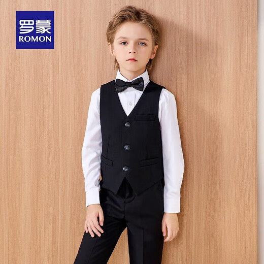 Robe pour enfants Robe Flower Boy Boy Performance Boy Host Host Black Vest Suit Long 130
