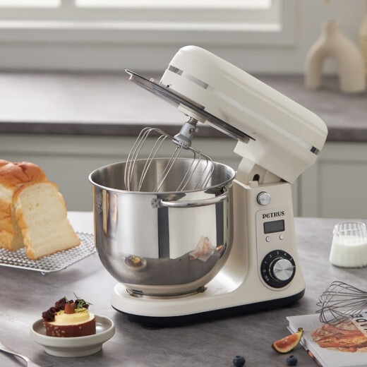 Petrus Petrus new chef machine kneading dough and whipping cream all in one fully automatic multi-function mixing DC light bread household small PE4633 holiday gift off-white 6L