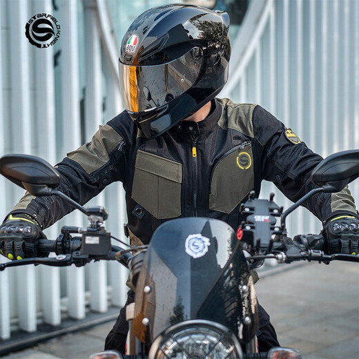 
Star Knight summer motorcycle riding suit motorcycle suit set men and women mesh anti-fall racing suit cycling trousers functional retro SKJ-826 military green top S