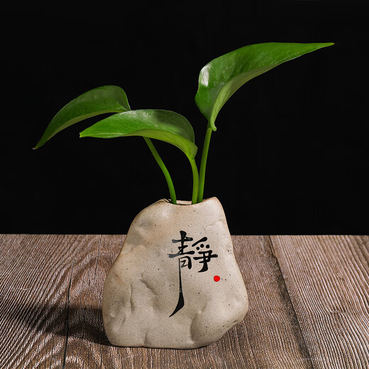 Tea table ornaments, decorative ornaments, Zen tea table ceramic ornaments, tea pet, imitation stone ornaments, tea table, office desktop small ornaments, hydroponics flower device, small size - Zhiyu