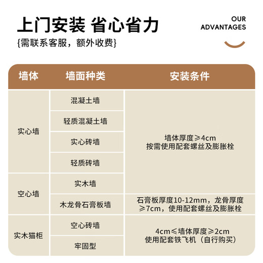 优小派（UXPET）实木猫爬架墙壁式上墙猫墙面猫跳台太空舱壁挂式吊床打孔不占地 剑麻实木吊床【熱销款】 打孔款