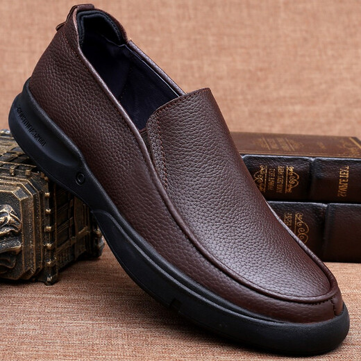 Gdffon Herrenkopfschicht Kuhleder weiße Lederschuhe dicker Sohle Soft Soft Leder Kopfschicht Cowide Komfortable Fußabdeckung Geschäfte lässig Lederschuhe 3891 [Schwarz] 39