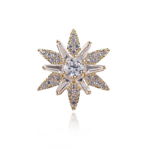 Qianbaolai Xiao Zhan's same style small snowflake brooch men's suit business light lock button decorative shirt collar pin silver gift box