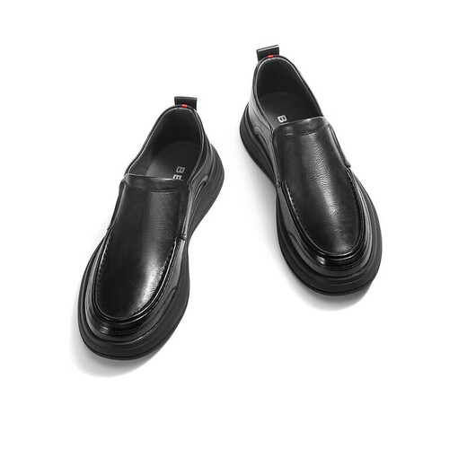 Belle Slip-On Casual Leather Shoes Men's Spring Cow Leather Cushioning Business Shoes A1010AM3 Black 42
