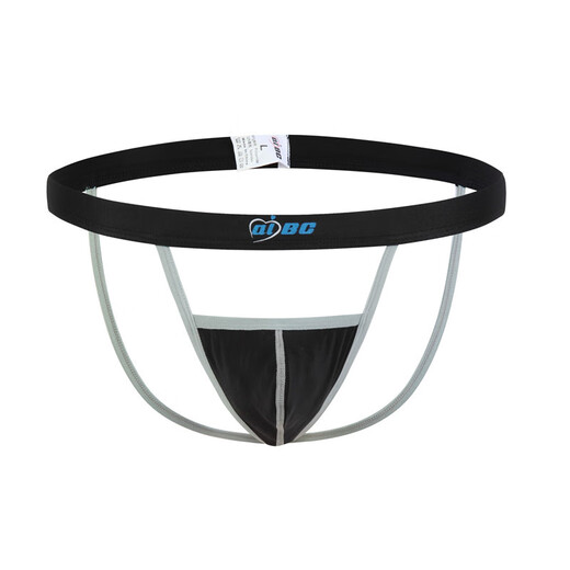 Please confidential delivery men's underwear sexy double thong ice silk low waist thin section hollow buttocks sex sky blue M