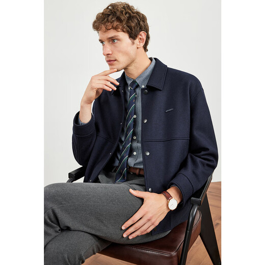 Sept Wolf Jacket Men's Automne NOUVEAU BACLE CASSORT avec style de travail en laine Top 101 pour hommes doux (Naru Blue) L 170 / 88A