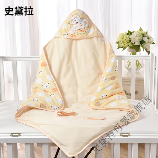 Stella baby quilt spring and autumn pure cotton newborn small bag quilt dual-purpose wrap autumn and winter newborn baby winter thickened quilt pure cotton-big-headed bear-autumn and winter thickened version-detachable 90*90cm