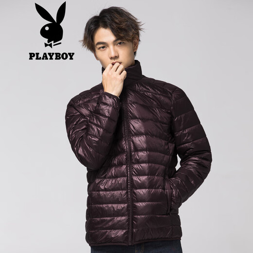 Playboy PLAYBOY 2019 Autumn and Winter Lightweight Down Jacket Men's Short 90 White Duck Down Stand Collar Casual Down Jacket 68880161 Seaweed Purple 175/XL