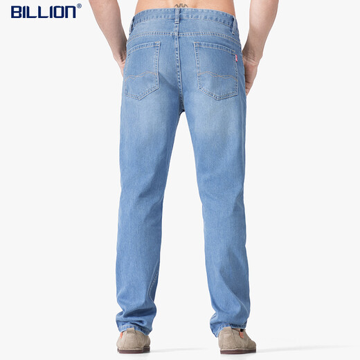 
BILLION summer jeans men's straight thin fast dry cool casual pants mid-waisted fit breathable and easy to care J19674 674 light blue (76 inner length) 31 (2.44 feet)