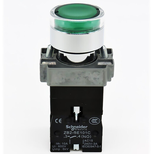 Original Schneider XB2BW illuminated button self-reset start stop switch color red yellow blue green white contact ZB2BE101 normally open 102 normally closed XB2-BW33M1C green 1 normally open 220VAC