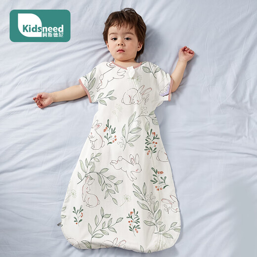柯斯德尼（kidsneed）婴儿睡袋儿童春秋前4后2竹棉抗菌纱布包腿宝宝防踢被儿童睡衣M码
