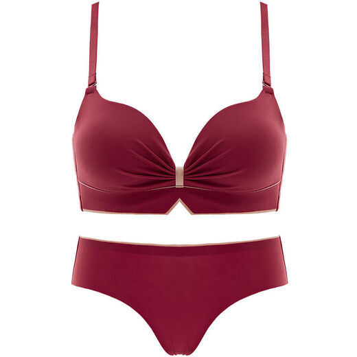 Victoria's elegant new underwear women's small breasts are gathered together to show the size of the secondary breasts. Zodiac year red latex bra set for wedding. Burgundy set 34B=75B (set + exquisite packaging)