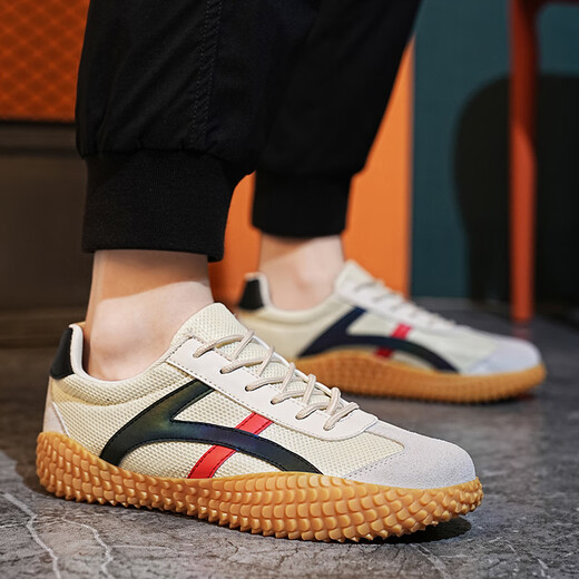 Tendon-soled sports shoes for men, non-slip and wear-resistant, outdoor running casual running shoes, soft-soled tug-of-war shoes, black mesh ff07 40