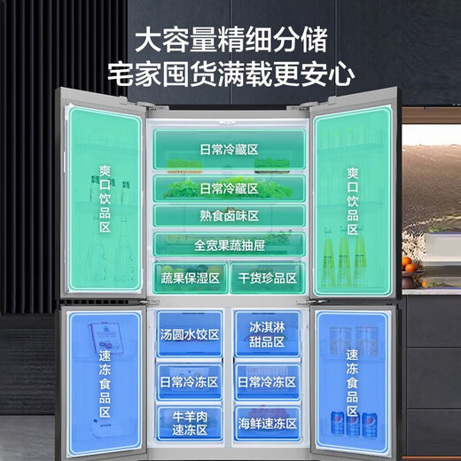 Rongsheng (Ronshen) refrigerator 620 liter cross door four-open refrigerator first-level frequency conversion energy saving national government subsidy 20% BCD-620WD19FP Rongsheng 526up super large capacity