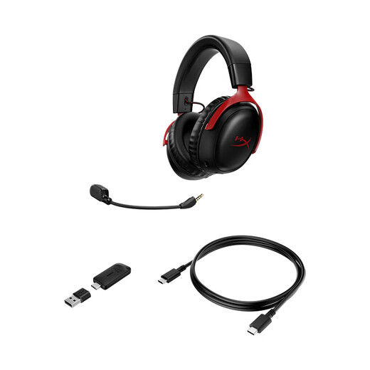 Extremely Unknown (HYPERX) Cloud Wireless Hurricane 3 Wireless Black and Red E-Sports Gaming Headset Head-Mounted Noise Canceling Microphone FPS Chicken Play Same Style as Lao Feiyu Adapted to Delta Action