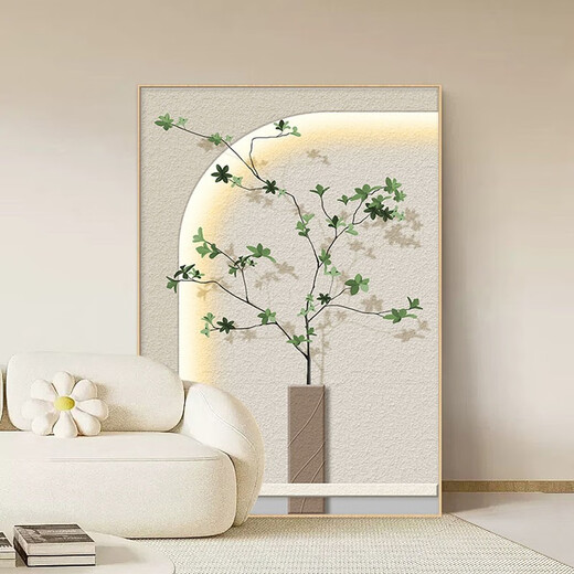 槐序侘寂风入户玄关装饰画现代简约落地肌理画砂岩高级感走廊过道挂画 K12210 70*90cm油画布ps黑框