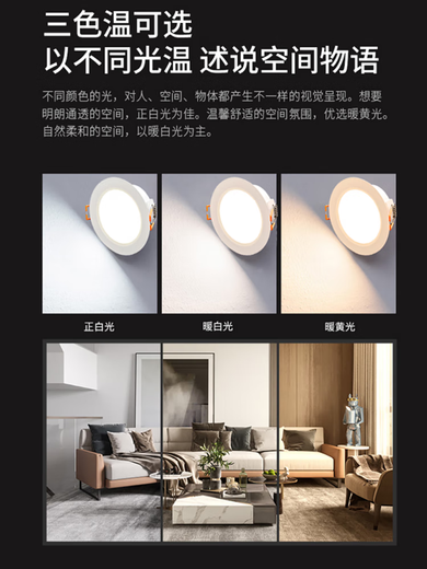 雷士雷士灯雷士LED筒灯客厅防雾嵌入式孔灯12W15W4寸5寸9203 9203N5W 钻孔9~白光5700K