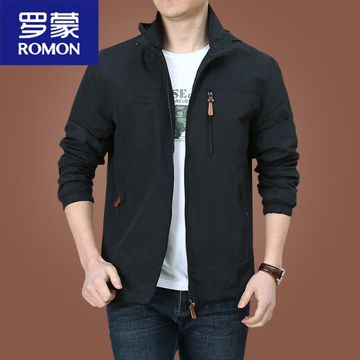 Romon Outdoor Herrenjacke Herbst und Winter 2025 Neue Herbstkleidung für Männer mittleren Alters plus Fleece-Jacke Herren Frühling und Herbst Dick 9898 Dunkelblau Style Plus Fleece 5xl