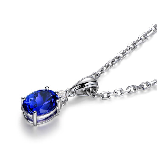 O'Meara Light Luxury White Gold Diamond Necklace Natural Tanzanite Blue Gemstone Pendant Fashionable K Color Gold Clavicle Chain 2.2 Carat Tanzanite Necklace (Including Chain)