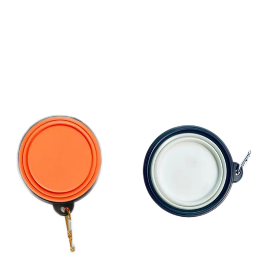 Pet Star Notes Pet Outing Bowl Dog and Cat Water Bowl Rice Bowl Portable Silicone Folding Bowl Orange 350ml