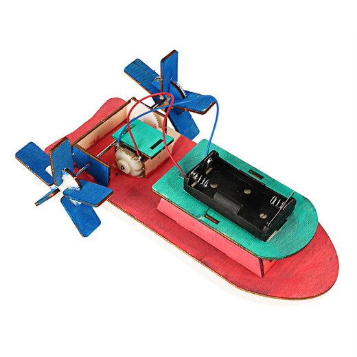 Suze science small production power boat DIY sculls electric ship speedboat primary and secondary school science and technology small production ship model new remote control paddle steamer + battery + screwdriver