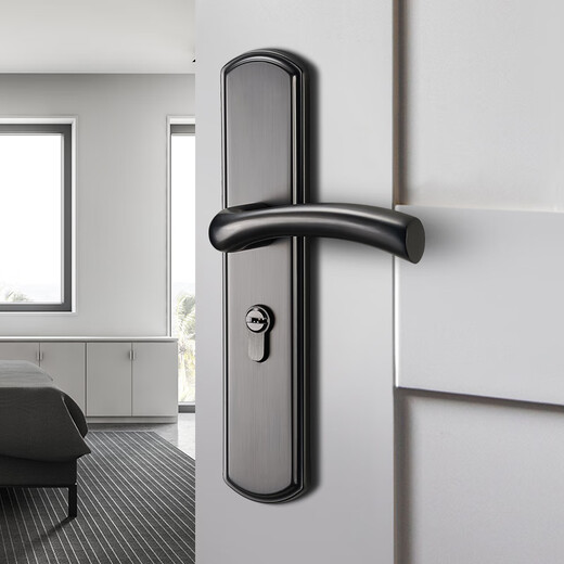 Huili custom door lock indoor home universal type no modification hole lock old door lock room door handle gold old-fashioned handle black (excluding lock body lock core) 35-50mm universal type with key