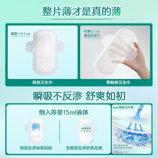 Leerya Kao zero-touch ultra-thin day and night comfort sanitary napkin set 10 packages 76 pieces aunt napkins full cycle 2 months supply