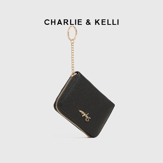 CHARLIE & KELLI品牌 CK轻奢包包女包简约链条卡包女士零钱包2025新款附件手拿包 黑色