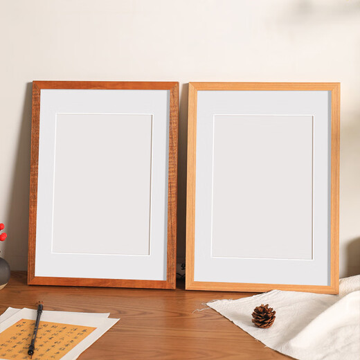Senmiao solid wood a4 photo frame table blank calligraphy French painting picture frame wall hanging 4k wooden frame 8k frame can be customized and self-assembled Teak color-selected solid wood can be customized 4 opening wall hanging can place 38.2*53.2cm