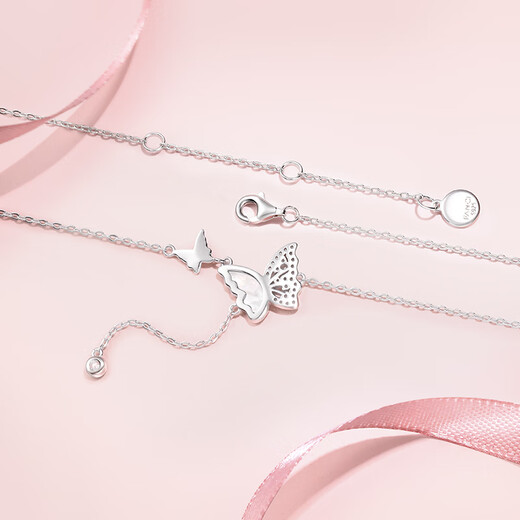 Fanci Fan Qi Light and Shadow Butterfly Necklace Women's 925 Silver Clavicle Chain Light Luxury High-end Gift Birthday for Girlfriend