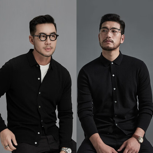 FACECITY Тонкая куртка из овечьей шерсти, повседневная однобортная мужская куртка с лацканами, мужской свитер, вязаная куртка, черный, черный M