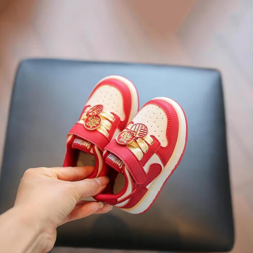 Harrow little yellow duck HAL.DUCK red children's sports shoes for the Year of the Snake baby casual board shoes for spring new infant anti-slip soft sole toddler shoes Chinese red size 18 inner length 13cm