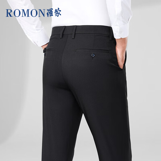 ROMON business casual straight trousers men's anti-wrinkle-free stretch formal men's trousers XK826 black 31